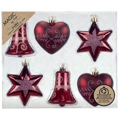 Inge‘s Christmas Decor 81161G051 Christbaumschmuck Spezifisches Weihnachtsornament Kunststoff Rot 6 Stück(e)