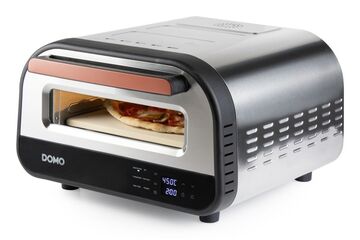Domo DO9289PZ Pizzamacher/Ofen 1 Pizza/Pizzen 1700 W Edelstahl, Schwarz