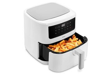 MEDION LIFE P10 XL Duo Heißluftfritteuse MD 11750, mit 2 Heizelementen, 2.150 W Gesamtleistung, ölfreies Frittieren, 9 Automatikprogramme, 6,8 L Nutzinhalt, Farbe: Weiß, Länge: 1,5 m