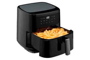 MEDION LIFE P10 XL Duo Heißluftfritteuse MD 11750, mit 2 Heizelementen, 2.150 W Gesamtleistung, ölfreies Frittieren, 9 Automatikprogramme, 6,8 L Nutzinhalt, Farbe: Schwarz, Länge: 1,5 m