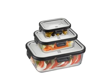 GEFU 12799 Lebensmittelaufbewahrungsbehälter Rechteckig Set Transparent 3 Stück(e)
