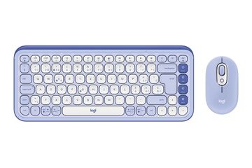 Logitech Pop Icon Combo Tastatur Maus enthalten Universal Bluetooth QWERTZ Schweiz Lila, Weiß