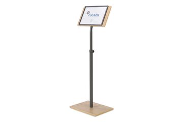 Rocada NAT0705 Zeichenhalter und Informationsstand A4 Melamin, Stahl Schwarz, Weiß, Holz
