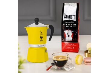 Bialetti Rainbow Mokka-Kanne Schwarz, Gelb