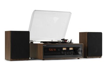 Audizio Boston Audio-Plattenspieler mit Riemenantrieb Schwarz, Holz Manuell