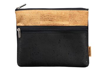 Kolma 14.500.20 Geldbörse, Kartenetui/Reisedokumentenhülle Reise-Brieftasche Schwarz, Braun Kork