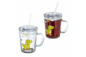 Relaxdays Trinkglas Kinder Dino 2er Set 400ml