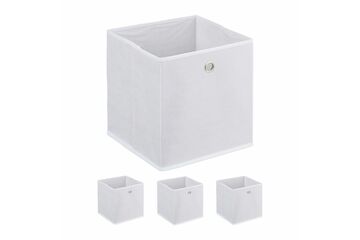 Relaxdays Aufbewahrungsbox mit Katzenmotiv, Farbe: Weiß
