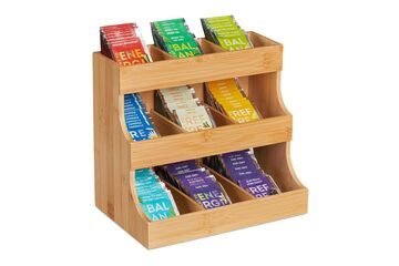 Relaxdays 10047490 Teedose Bambus, MDF-Platten