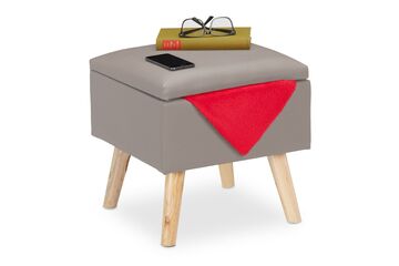 Relaxdays Sitzhocker mit Stauraum Kunstleder, Farbe: Grau, Holz