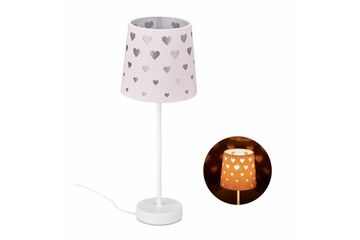 Relaxdays Nachttischlampe Kinder mit Herzen, Farbe: Pink