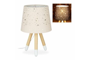 Relaxdays Nachttischlampe Kinder mit Herzen, Farbe: Beige