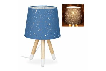 Relaxdays Nachttischlampe Kinder mit Herzen, Farbe: Blau