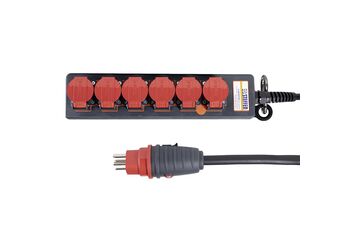 Steffen 50 00068 Verlängerungskabel 5 m 6 AC-Ausgänge Drinnen/Draußen Anthrazit, Grau, Rot