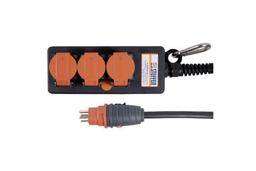 Steffen 50 00071 Verlängerungskabel 3 m 3 AC-Ausgänge Drinnen/Draußen Anthrazit, Rot