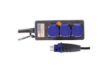 Steffen 50 00072 Verlängerungskabel 3 m 3 AC-Ausgänge Drinnen/Draußen Anthrazit, Blau