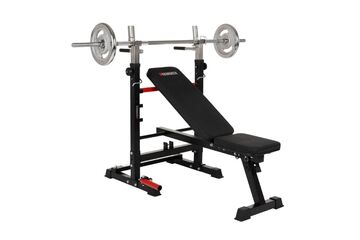 HAMMER Force 4.0 Flache Hanteltrainingsbank Einstellbare Rückenlehne Haus Schwarz, Rot