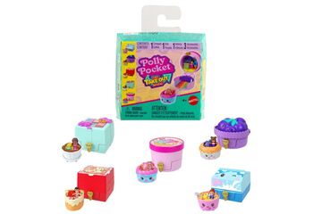 Polly Pocket Tiny Take Out Reveal-Sortiment, Minipuppen und Schatullen mit Spielzeugautos, Fahrzeugkollektion mit dem Thema Essen