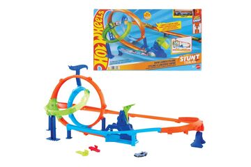 Hot Wheels Stunt Tracks Schnellstart-Looping-Trackset und Die-Cast-Spielzeugauto im Maßstab 1:64