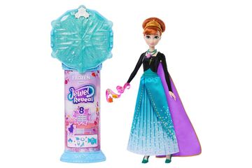 Disney Frozen Disney Die Eiskönigin Jewel Reveal Anna-Modepuppe mit 8 Überraschungen wie Juwelenbox und 10 Zubehörteilen