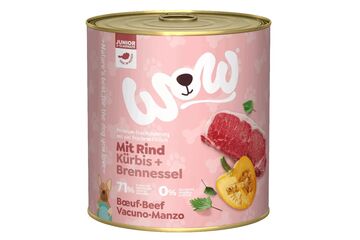 WOW.Pet WJ00800BE Hunde-Dosenfutter Rind, Brennnessel, Kürbis Junior 800 g