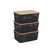 relaxdays Aufbewahrungsbox mit Deckel 3er Set, Schwarz