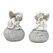 Dameco Grabdekoration Engel sitzend,2er Set Grau, Polyresin,4.2x5.8x8 cm (LxBxH)