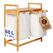 Lumaland 08472 Wäschekorb 60 l Rechteckig Bambus, Baumwolle, Polyester, Holz Bambus, Weiß, Farbe: Bambus, Weiß