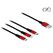 DeLOCK USB Ladekabel 3 in 1 for Lightning / Micro USB / USB Type-C 30 cm, Farbe: Schwarz, Rot, Länge: 0,3 m
