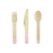 PartyDeco SDR1-081J Einweg-Geschirr-Set 6 Person(en) 18 Stück(e), Farbe: Pink, Holz