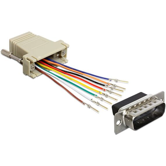 DeLOCK 65432 Kabeladapter Sub-D 15p RJ45 Schwarz, Grau, Silber