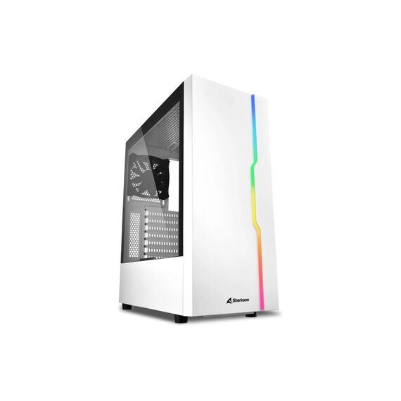 Sharkoon RGB Slider White ATX, 1x U2, 2x U3, Tempered Glass, 1x 120