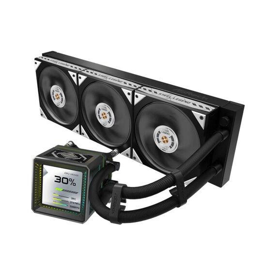 ASRock Steel Legend Dark 360 LCD Liquid CPU Cooler, 3.4 LCD, 3x120mm ARGB