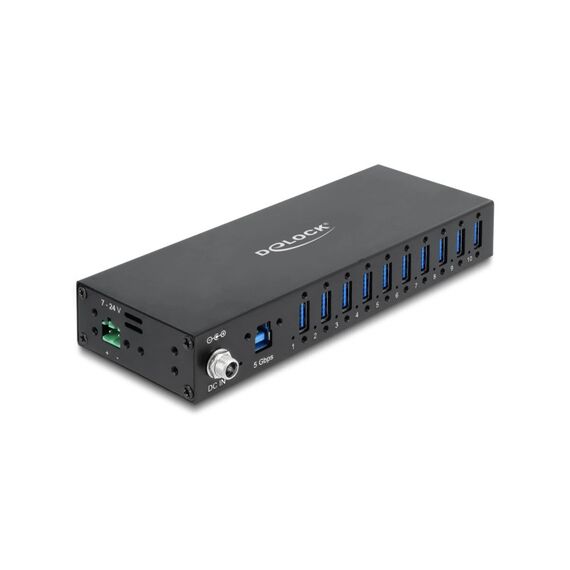 Delock Industrie Hub 10 x USB 5 Gbps Typ-A, 8 kV ESD Schutz