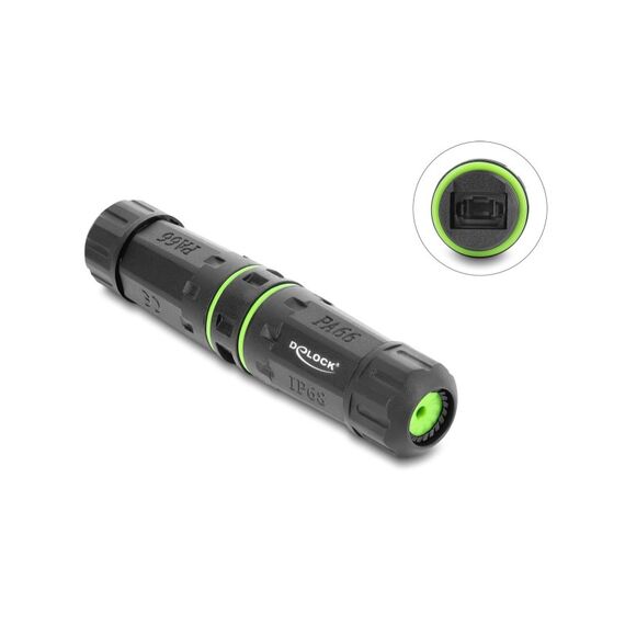 Delock Kabelverbinder LWL MPO Bu zu Bu M20 x 1.5 mm, schwarz, IP68