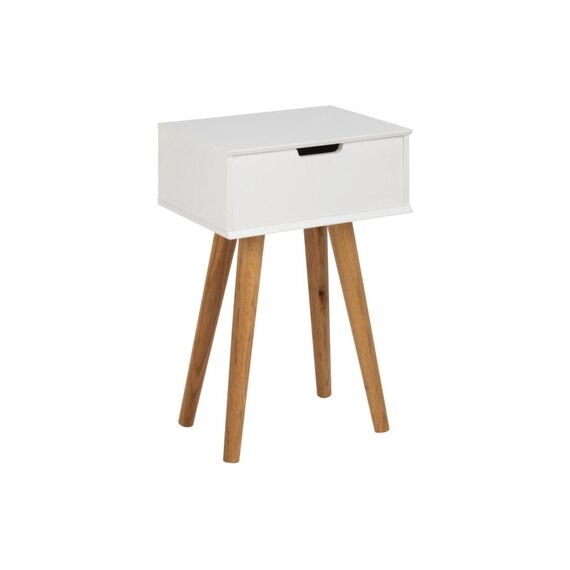 AC Design Nachttisch Mitra MDF, 40x30x61,5 cm, Weiss/Eiche