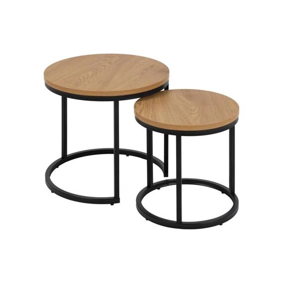 AC Design Couchtisch Spiro 2er Set MDF/Stahl, Ø45x40Ø35x35