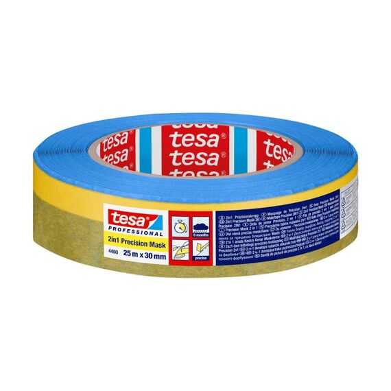tesa 4460 2in1 Präzisionskrepp mit Fingerlift, handabreißbar, 25 mm x 25 m