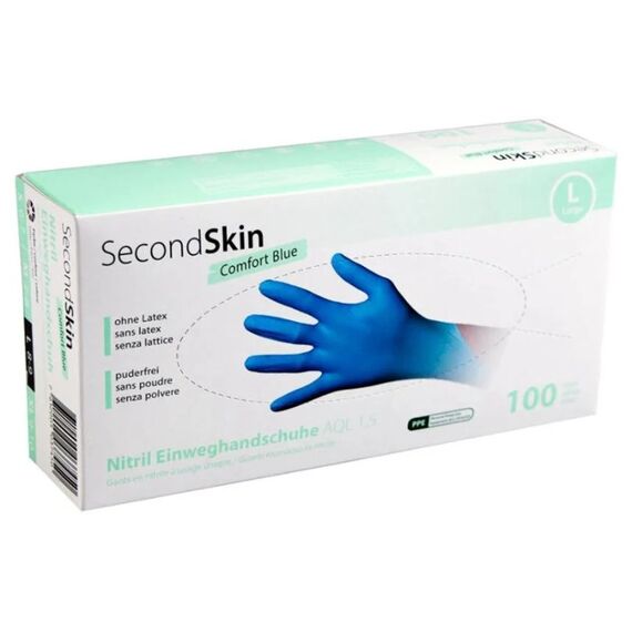 SecondSkin Einweghandschuh Nitril Comfort L, Blau, 100 Stück