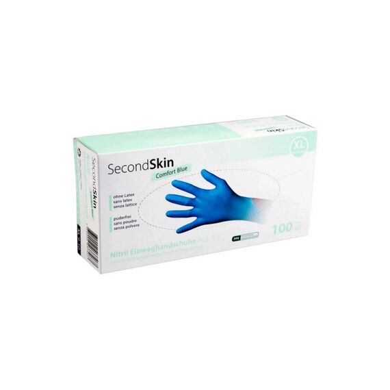 SecondSkin Einweghandschuh Nitril Comfort XL, Blau, 100 Stück
