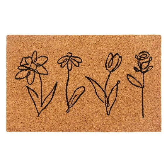 Hanse Home Fussmatte Line Art Flowers 100% Coconut, 40 x 70 cm