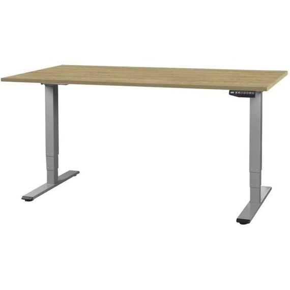 Contini Tisch höhenverstellbar Eiche Tischplatte 1.4x 0.8 m, Gestell grau