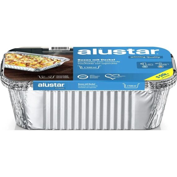 Alustar Grillschale mit Deckel 25 x 13 x 7 cm, 5 Stück