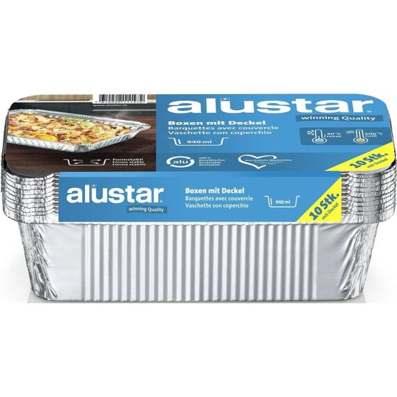 Alustar Grillschale mit Deckel 21 x 11 x 5.4 cm, 10 Stück