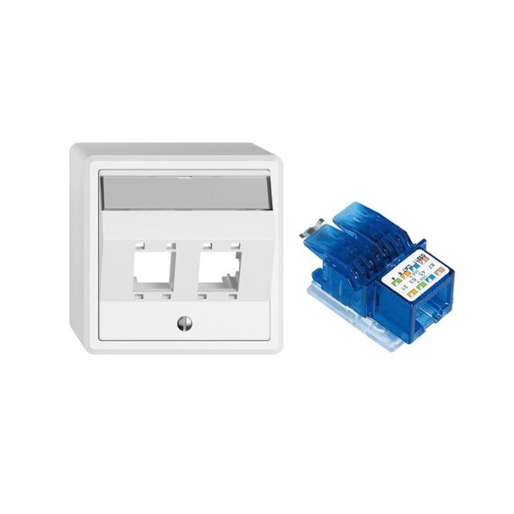 Feller EDIZIOliv AP-Netzwerkdose 2x RJ45 Kat6, ungeschirmt, R&M freenet Module Snapf