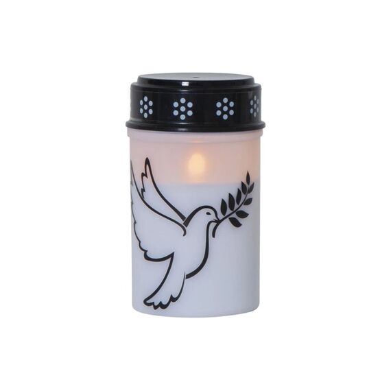 Star Trading LED Grabkerze Taube, Ø 7.5 x 12.5 cm, Weiss
