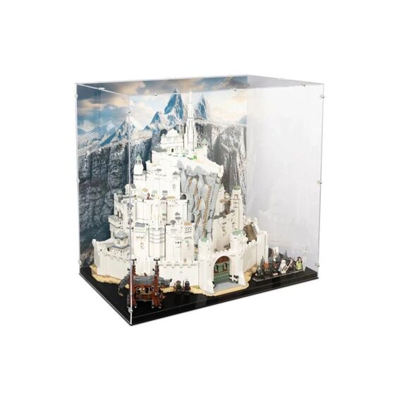 iDisplayit Acryl-Display LEGO 11377 Herr der Ringe Hintergrundbild & schw. Holzbodenoptik