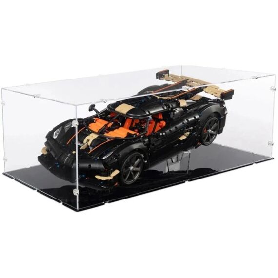 iDisplayit Acryl-XL Display & Ständer LEGO 42232 Koenigsegg Sadairs, Mit schwarzem Boden