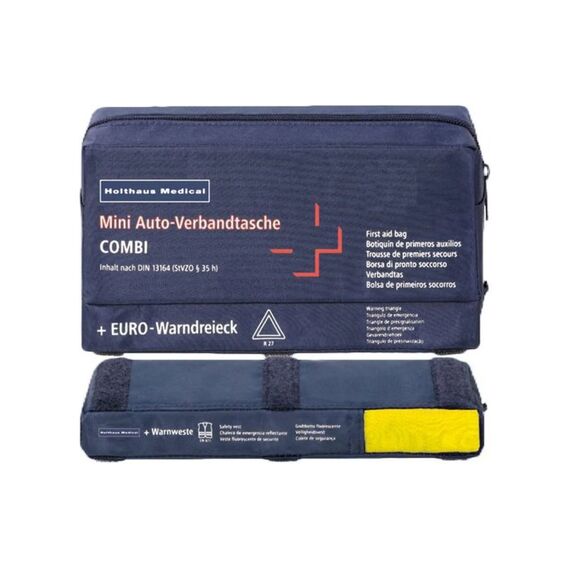 Holthaus Medical Holthaus Verbandtasche Mini 3 in 1 Erste Hilfe, mit Warnweste, Warndreieck