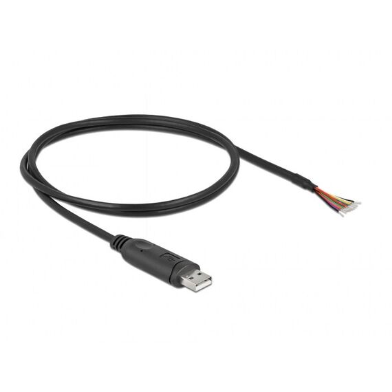 DeLOCK Adapterkabel USB 2.0 Typ-A zu seriell RS-232 mit 9 offenen Kabelenden + Schirmung 1 m